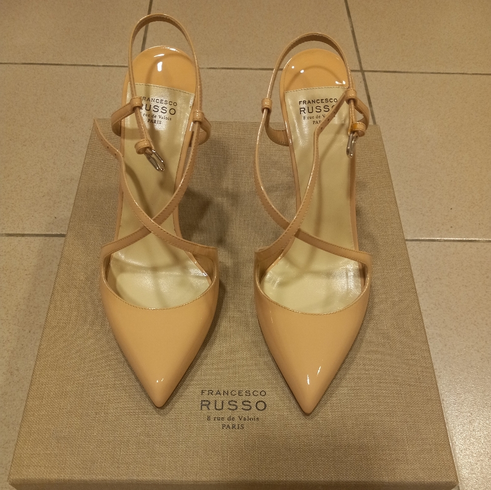 NWOT Francesco Russo Patent Leather Strappy Heels